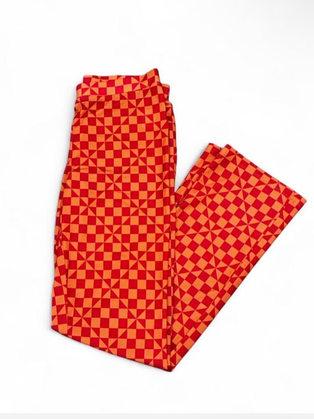 VRG GRLBold Red & Orange Geometric High-Rise Leggings